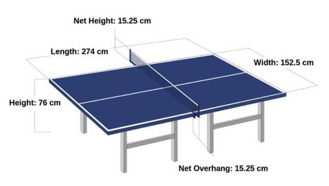 Gambar lapangan tenis meja beserta ukurannya