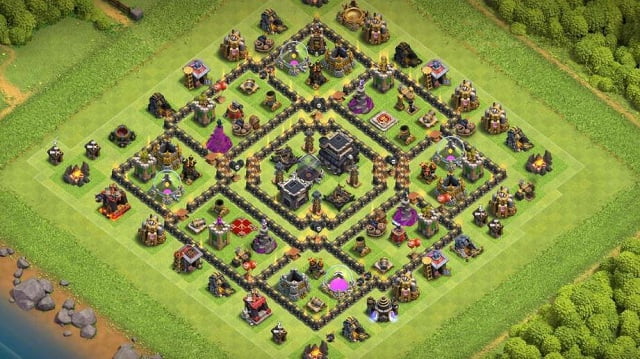 town hall 9 base anti dragon